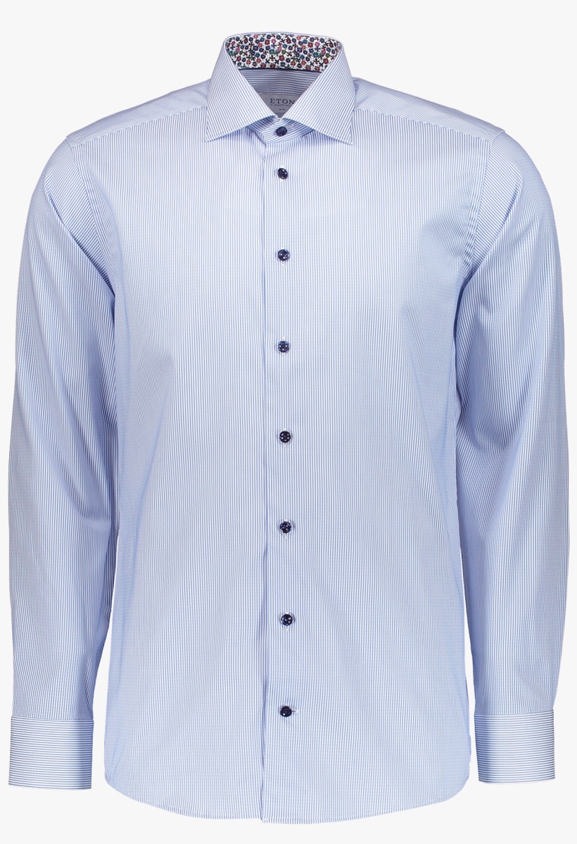 Long Sleeve Contemporary Fit Woven In Blue Pinstripe - Shirt, transparent png #2536372