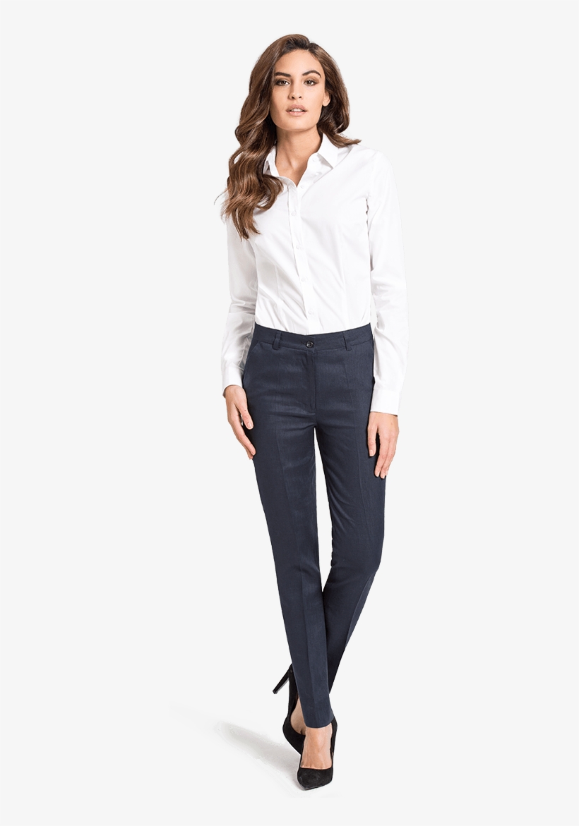 White Cotton Ls Shirt - Women Dress Shirt And Pants Png, transparent png #2536896