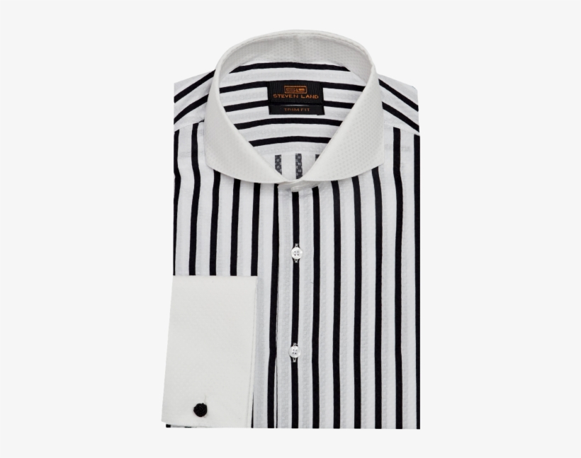 Steven Land Dress Shirt In Black/white - Dress Shirt, transparent png #2536899