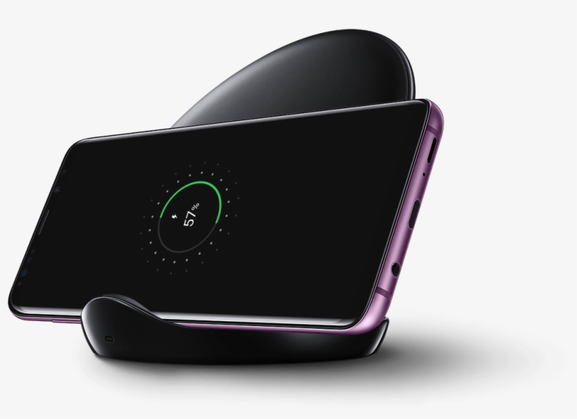 Galaxy S9 On Wireless Charger Stand In Black - Samsung Note 9 Wireless Charger, transparent png #2537932