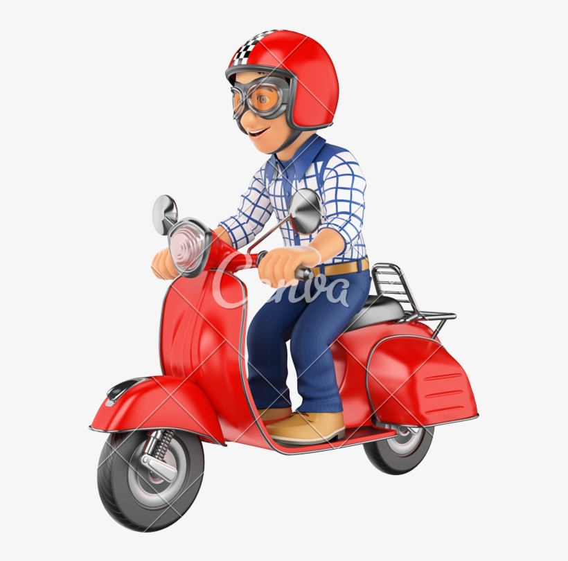 D Teenager Riding A Photos By - Scooter, transparent png #2538929