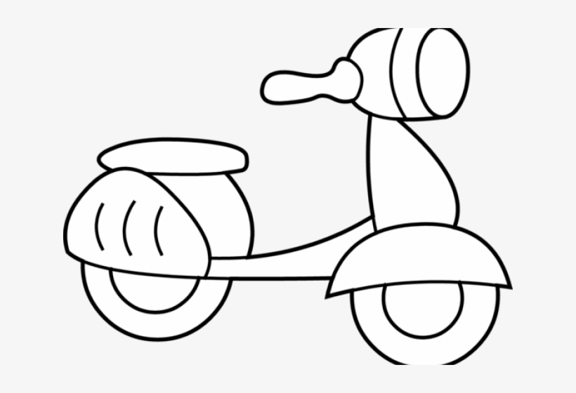 Scooter Clipart Colouring Page - Clip Art Scooters Black And White, transparent png #2539024