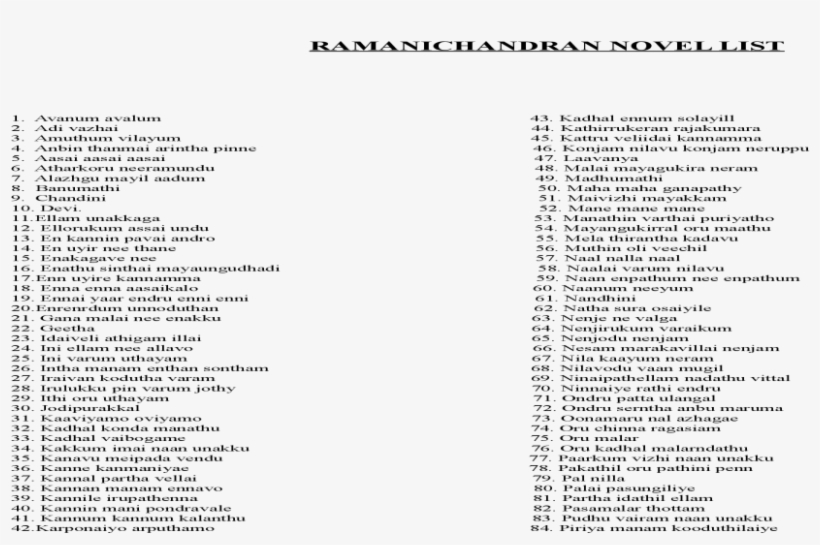 Rc Novel List Document Png Mani Pondravale - Document, transparent png #2542759