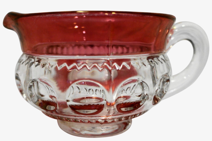 Tiffin King's Crown Ruby Flashed Top Bottom Low Creamer - Ceramic, transparent png #2543606
