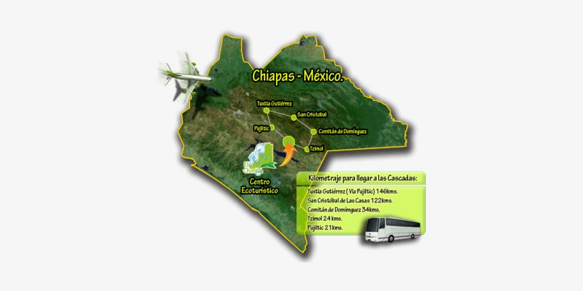 El Chiflon Waterfalls Map - El Chiflon Waterfall Mexico, transparent png #2544107