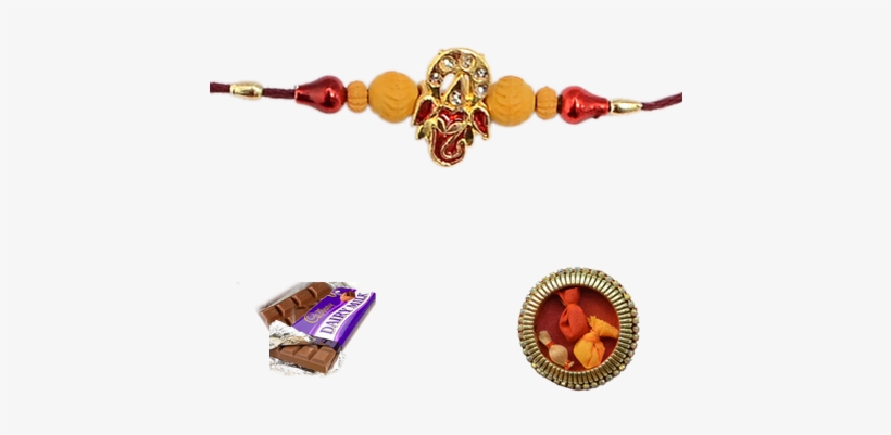 Shree Ganesha Rakhi With Sandalwood Beads - Ganesh Ji Rakhi Png, transparent png #2544578