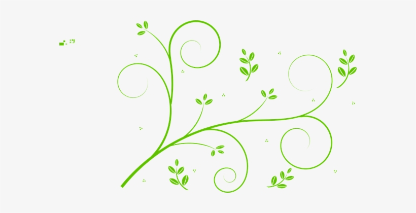 Floral Design Leaves Swirls Beautiful Art - Green Vine Clip Art, transparent png #2544981