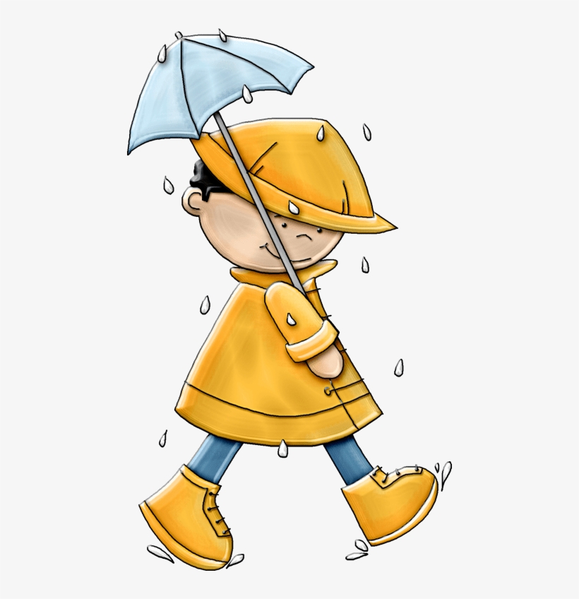 Kstew Rainraingoaway Boy Umbrella - Boy In Rain Png, transparent png #2547715
