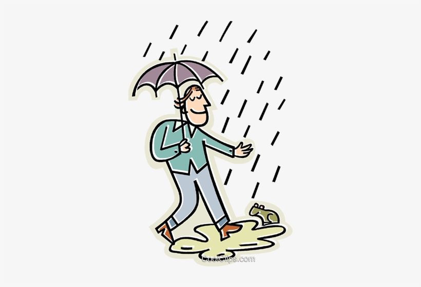 Man Walking In The Rain With An Umbrella Royalty Free - Rainy Season Cartoon, transparent png #2547798