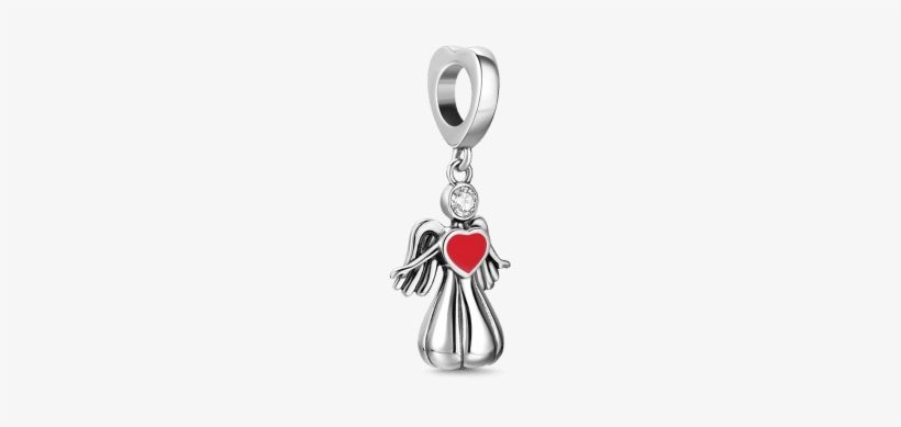 Silver Angel Dangle Charm With Swarovski Crystal - Locket, transparent png #2548073