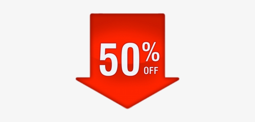 50% Discount Arrow - 50 Off, transparent png #2548572