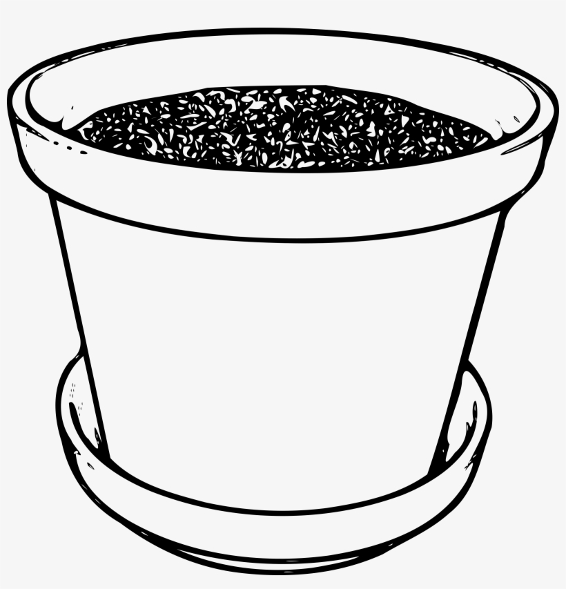 Flowerpot With Soil Png Transparent Library - Flower Pot Line Drawing, transparent png #2548700