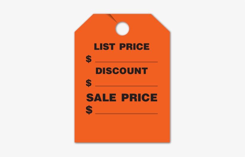 280 Mirror Hang Tags "list/discount/sale" Fluorescent - Mirror Hang Tags - Fl Red - List Price, transparent png #2548943