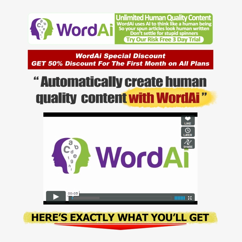 [sale] Wordai Special Discount Plus Bonuses - Content Word, transparent png #2549195