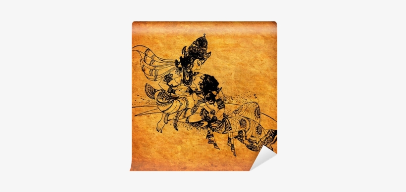 Radha Krishna Png Download - Mural Design Krishna And Radha, transparent png #2552086