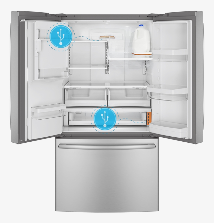 Transparent Refrigerator Smart - Ge 25.7 Cu. Ft. Bottom Mount Refrigerator - Gfe26gshss, transparent png #2555169