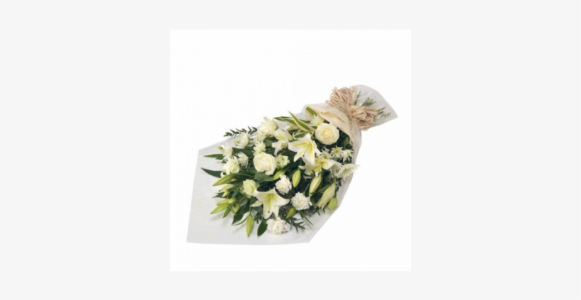 White Flower Bunch - Funeral Flowers In Cello, transparent png #2555237