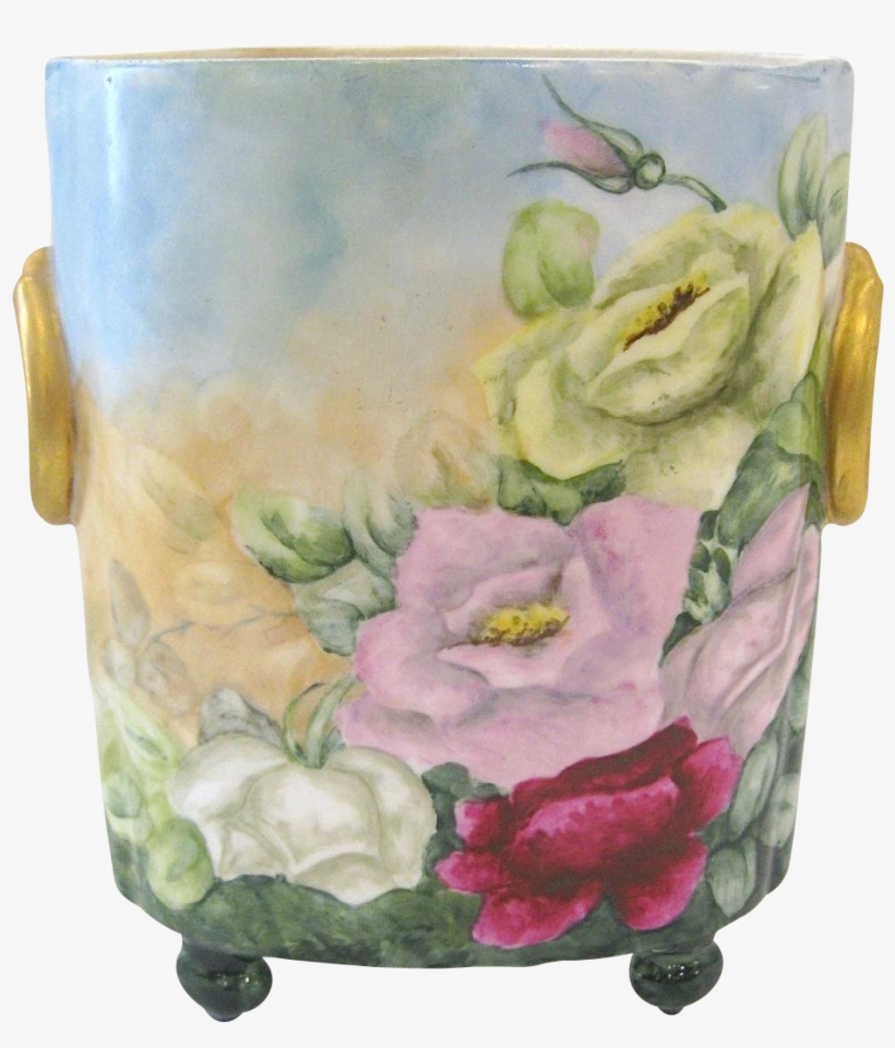 Guerin Limoges Cache Pot With Roses - Limoges, transparent png #2555597