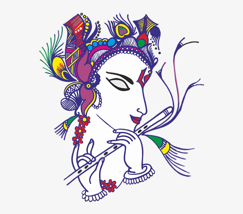 Click And Drag To Re-position The Image, If Desired - Lord Krishna Drawing, transparent png #2555700