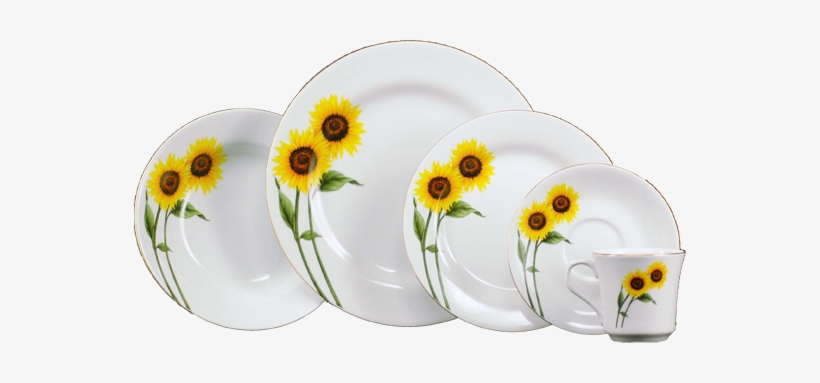 Porcelain Tableware Kitchen - Sunflower Dinner Set, transparent png #2556038