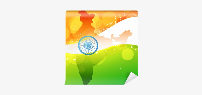 Vector Indian Map With Flag Design Wall Mural • Pixers® - Indian Map With Flag, transparent png #2556289