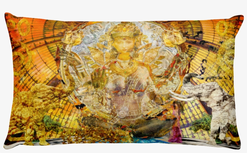 Lakshmi Goddess Art Pillow - Cushion, transparent png #2556928