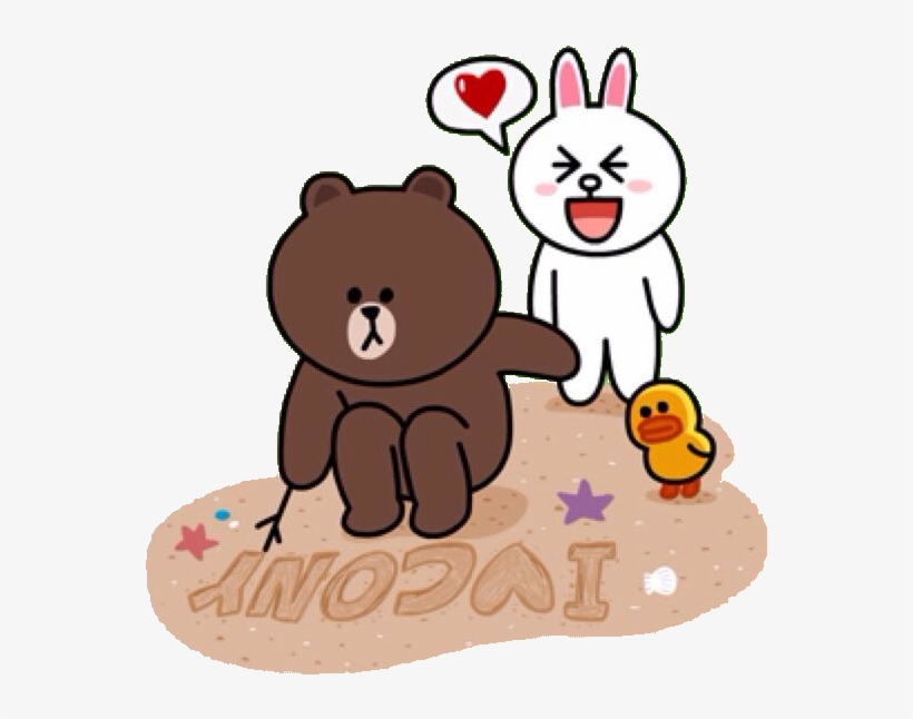Brown Writes Png Line Sticker Love Animals Png Welovepictures - Bear Brown And Rabbit Cony, transparent png #2557165