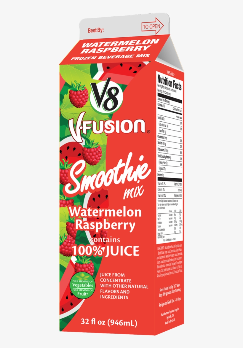 21191 V8 Fusion Watermelon Rasp 32oz Carton - V8 V-fusion Strawberry Banana 100% Vegetable, transparent png #2557192