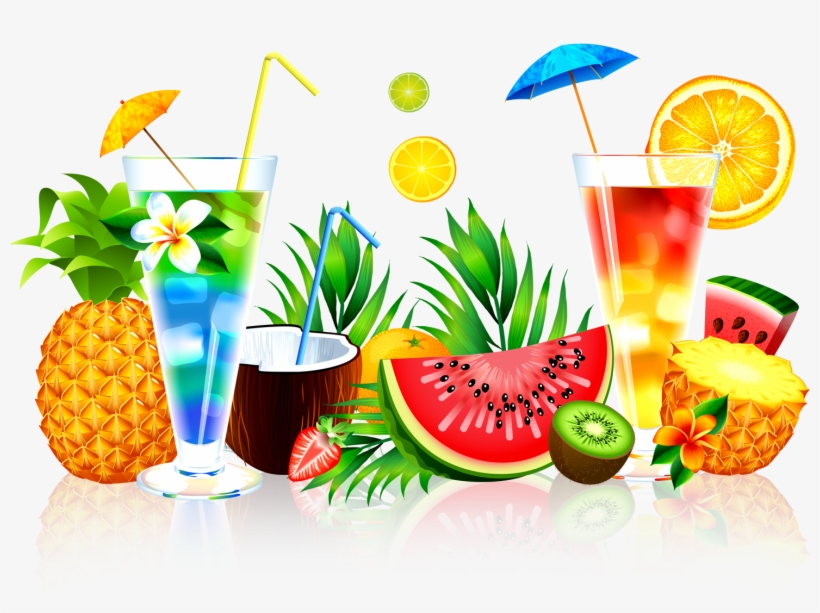 Picture Transparent Juice Watermelon Pineapple Summer - Fruit On Beach Png, transparent png #2557987