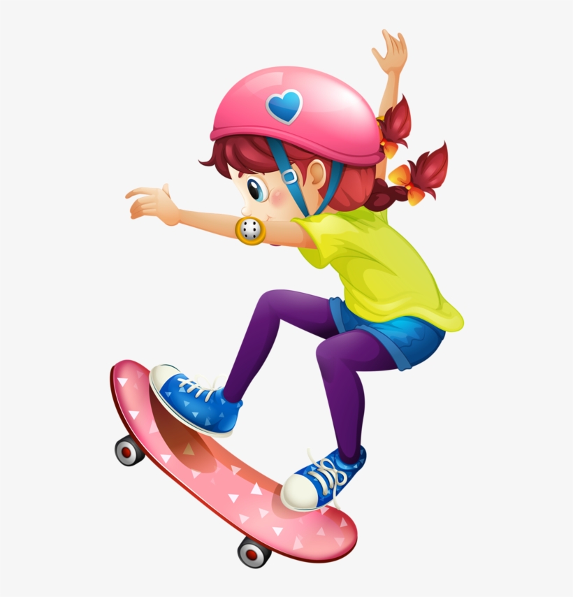 Girl On Skateboard Girls Clips, School Clipart, Flashcard, - Clip Art Skateboard Girl, transparent png #2559680