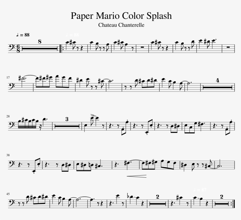 Paper Mario Color Splash Sheet Music 1 Of 1 Pages - Mine Bazzi Alto Sax, transparent png #2560911