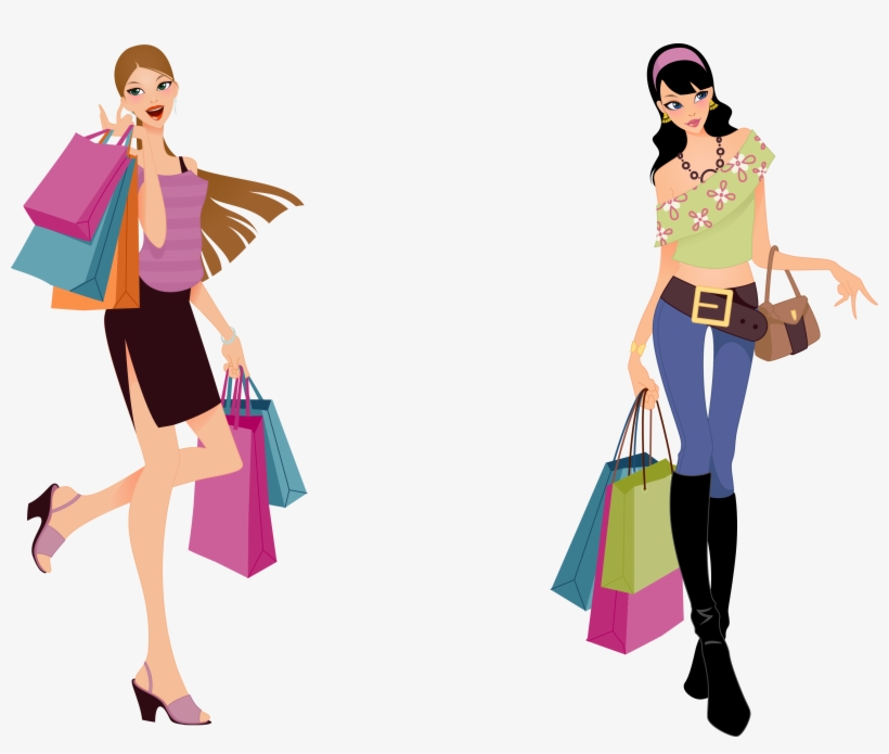 Clipart Freeuse Library Clip Art Happy Transprent Png - Fashion Shopping Girl Vector, transparent png #2561406