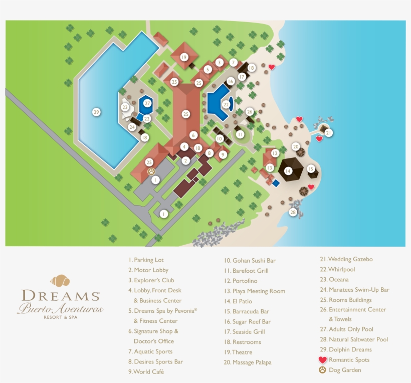 Explore Dreams Puerto Aventuras - Dreams Puerto Aventuras Resort And Spa Map, transparent png #2561492