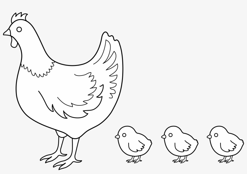 Hen And Chicks Coloring Page - Colouring Pages Hen With Chick, transparent png #2563168