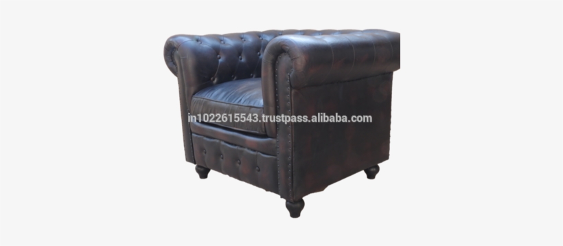 Industrial Antique Black Chesterfield Sofa Chair, Vintage - Couch, transparent png #2563979