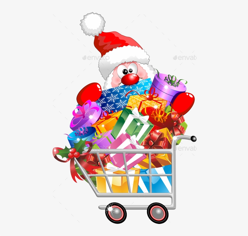 Santa On Shopping Cart-png Preview - Christmas Shopping Clip Art, transparent png #2570139