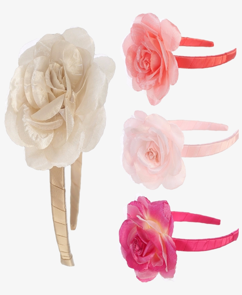 New Rose Flower Floral Headpiece With A Satin Wrapped - Rose Flower Floral Headpiece With A Satin Wrapped Headband, transparent png #2570504