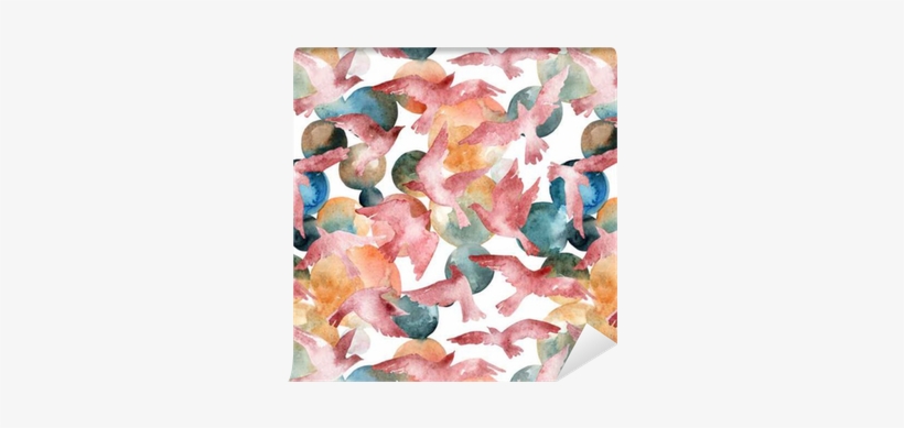 Abstract Watercolor Circles And Flying Birds Seamless - Gallery Direct Abstract Watercolor Circles By Tanycya, transparent png #2570530