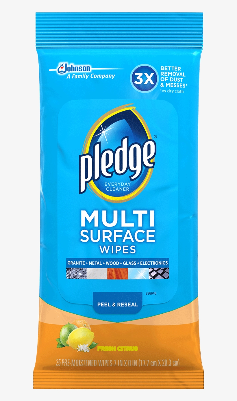 Pledge Multi Surface Everyday Wipes - Pledge Multi Surface Wipes, 3 Count, transparent png #2571268