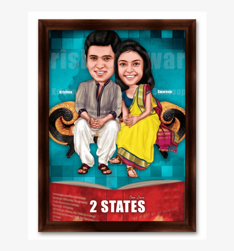 2 States Caricature Gift For Couple - 2 States Wedding Invitation, transparent png #2571271