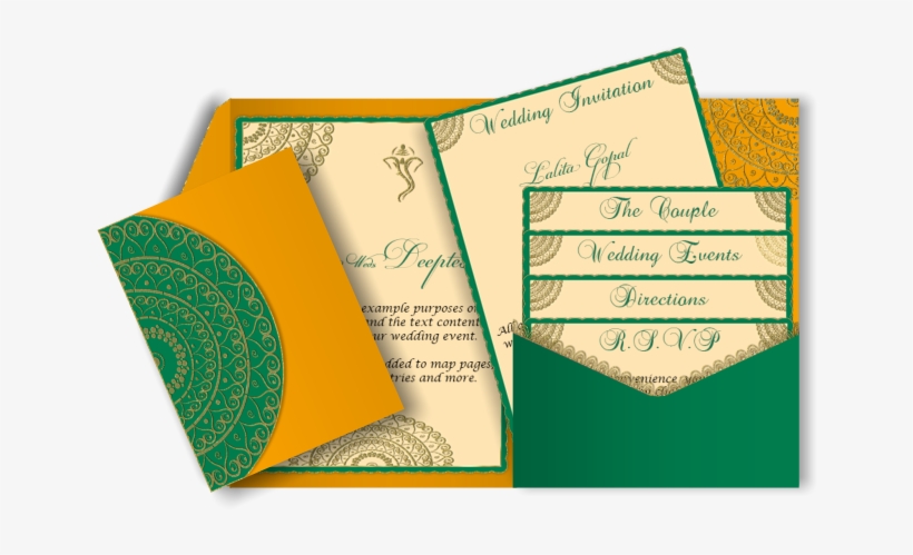 Pocket Style Indian Wedding Invitation Card Design - Wedding Invitation, transparent png #2571294