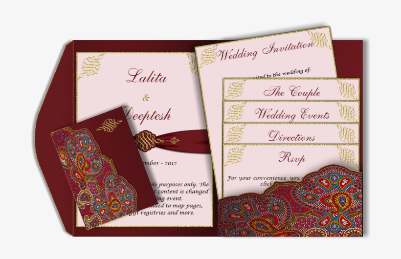 A Red Paisley Style Email Wedding Card Template With - Paisley Wedding Card, transparent png #2571344