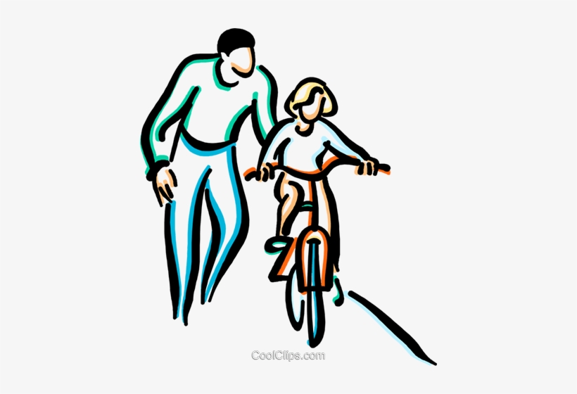 Little Girl Learning To Ride A Bicycle Royalty Free - Learning To Ride A Bike Clipart, transparent png #2571366