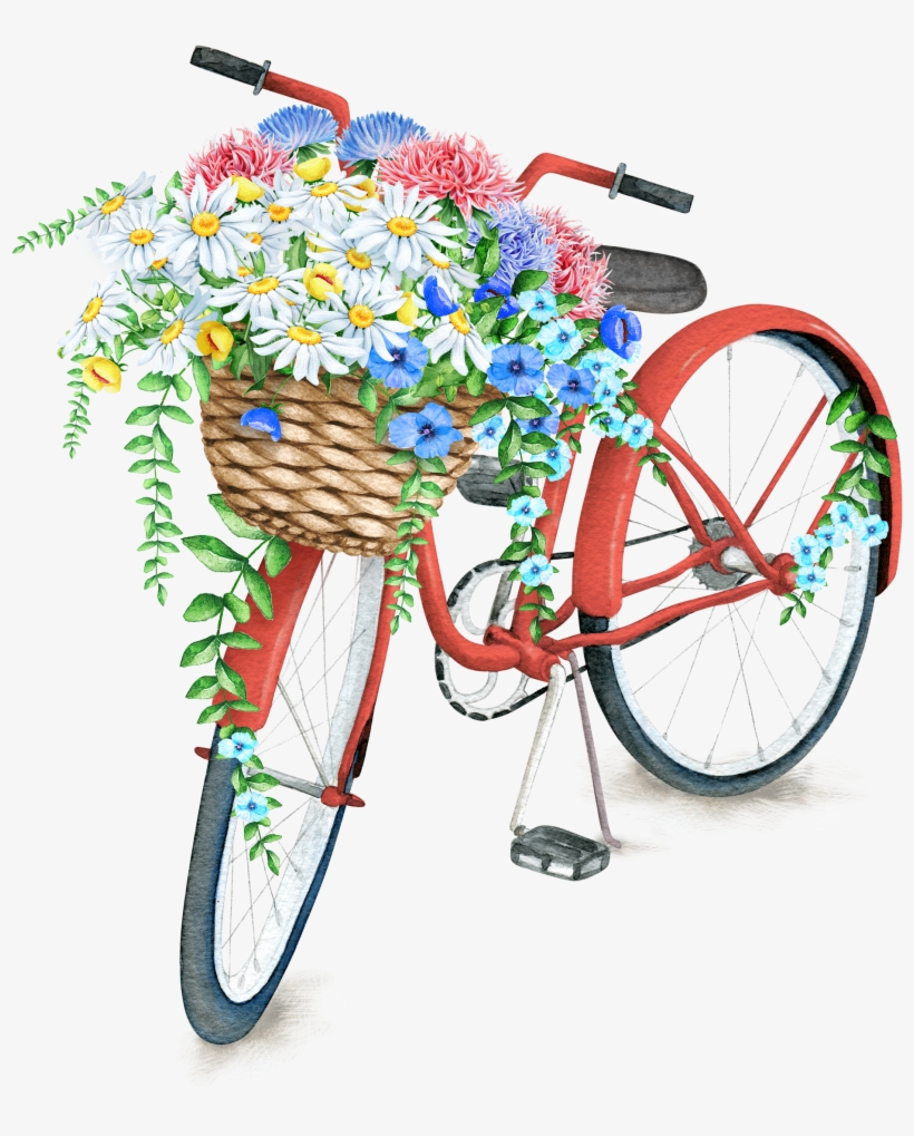 Png Freeuse Library Pin By On Pinterest Free Collage - Bike With Flowers Painting, transparent png #2571553