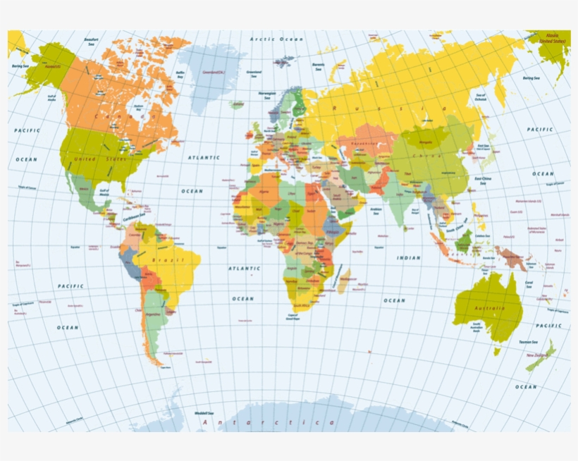 Polypropyln World Map Rectangular Placemat C - Black And White Globe ...