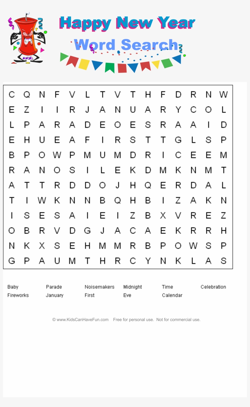 Pin By Evelyn Borum On Coloring Pages - Easy New Year Word Search, transparent png #2574850