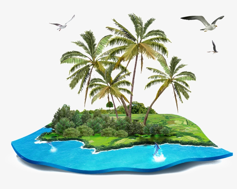 Lonely Island Cartoon Transparent - Island With Trees Cartoon - Free