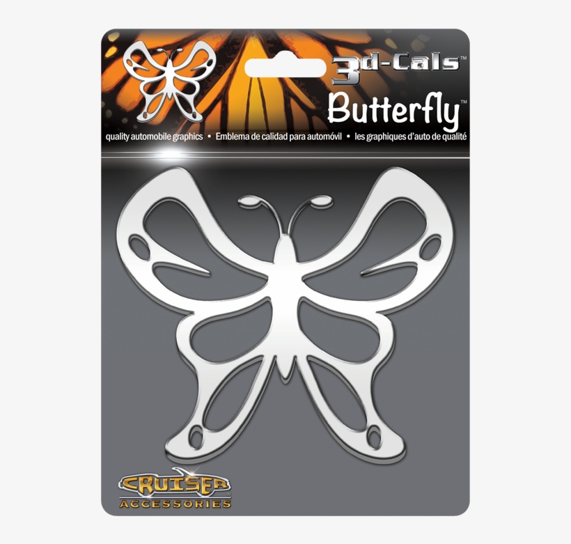 3d-cals Butterfly, Chrome - Cruiser Accessories Biohazard Automotive Decal, Chrome, transparent png #2577695