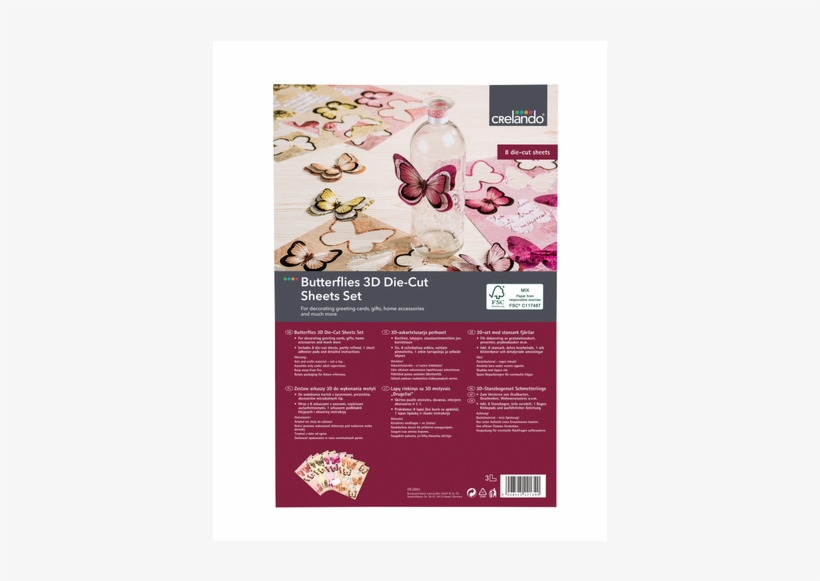 3d Butterflies Die Cut Sheet Set, Pink - Crelando Kreativ-bastelset - Bastelbedarf, transparent png #2577854