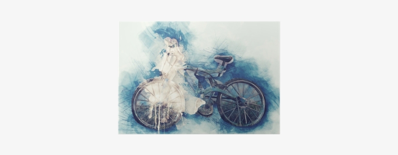 Abstract Bicycle On Watercolor Painting Background - Painting, transparent png #2579111